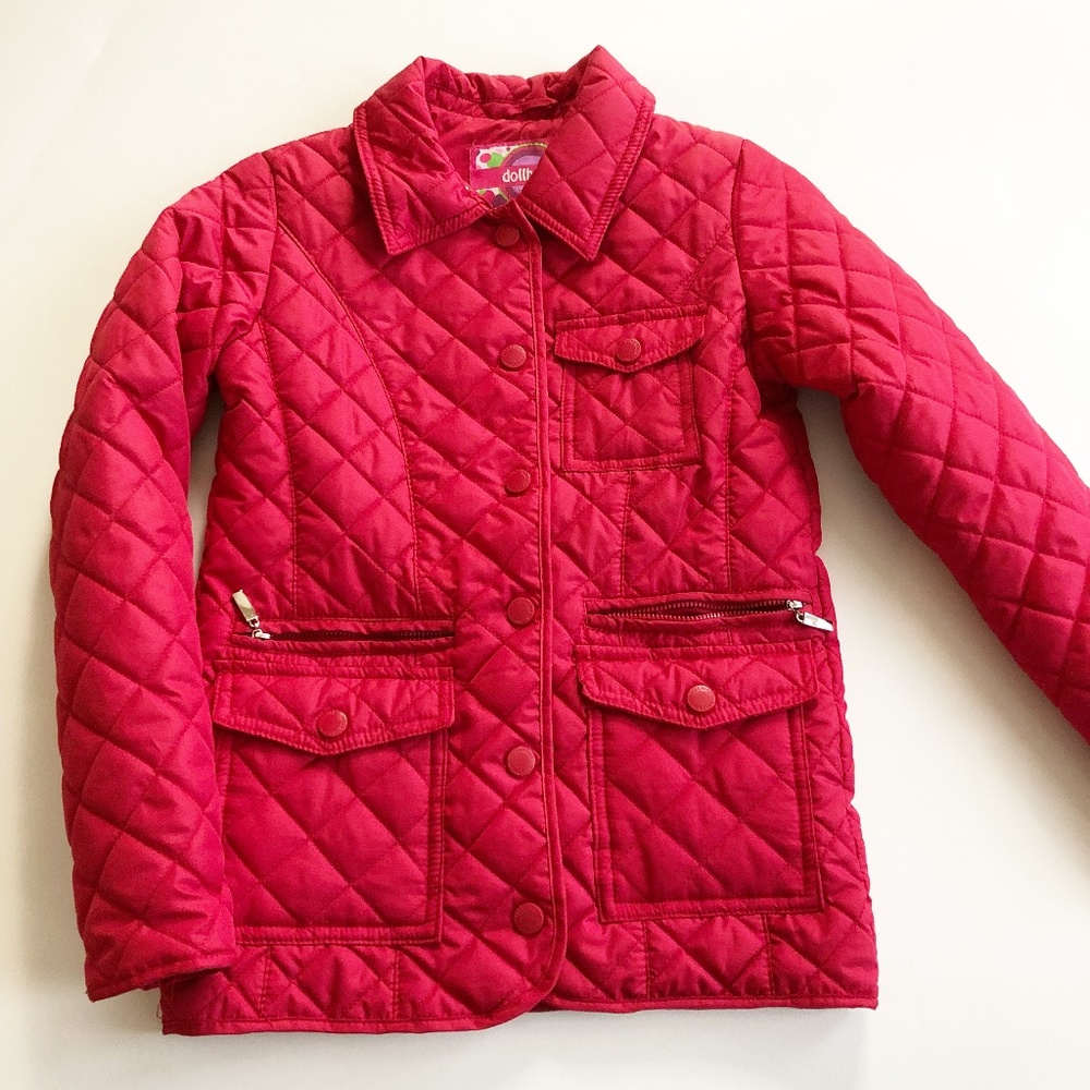 Dollhouse Quilted Barn Dressy Jacket Red With Swiss Dot Polk A Dot Lining Sz M